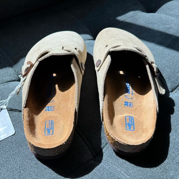 Birkenstock Boston Taupe Soft Suede Leather - Picture 4 of 8